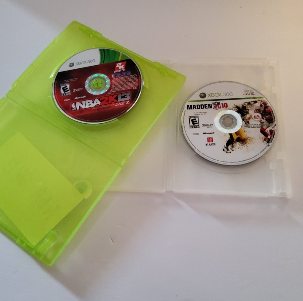 NBA 2K13 Jay Z & Madden NFL 10 - XBOX 360 2 Video Games Includes cases w/ no art